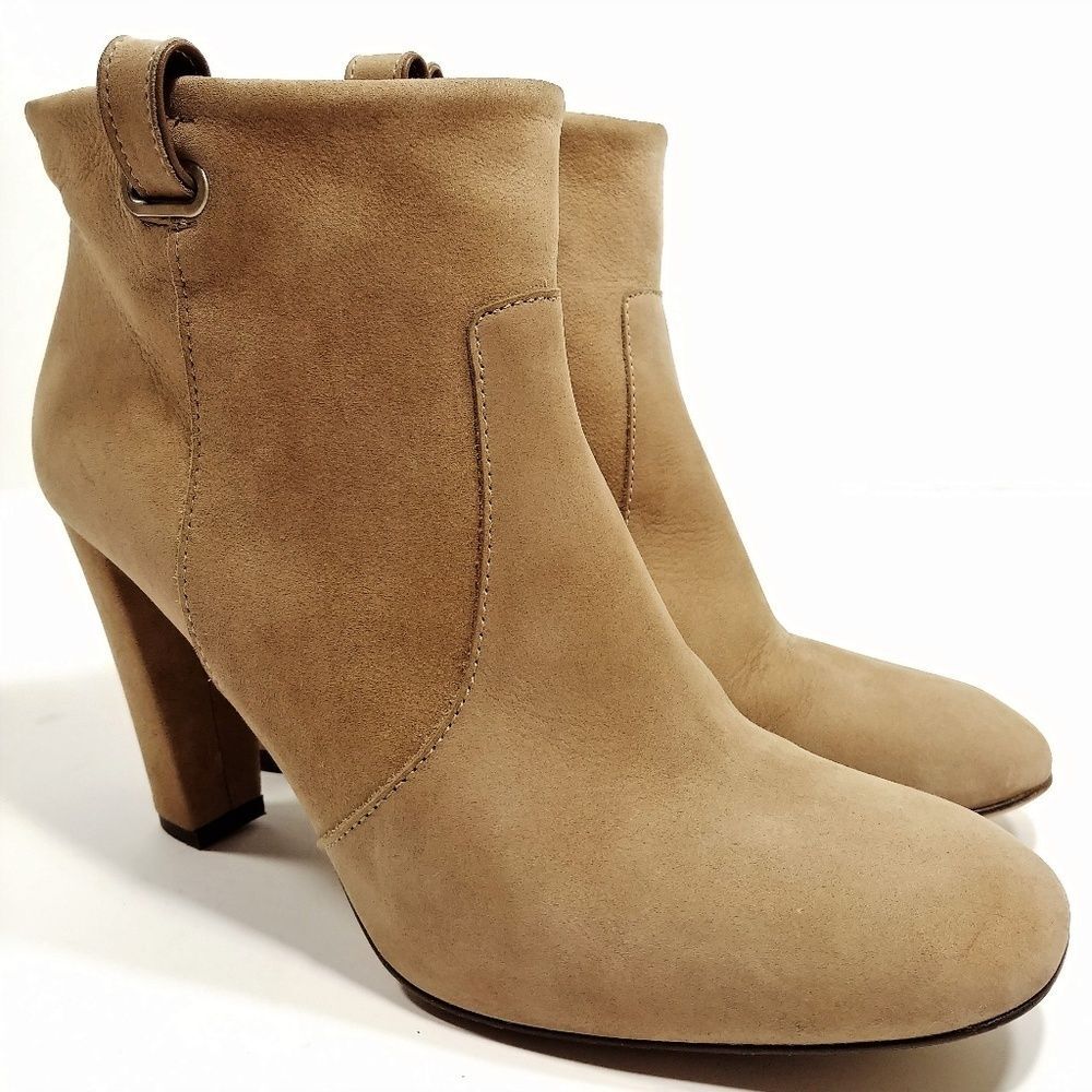Delman Suede Taupe Heeled Bootie Sz 9